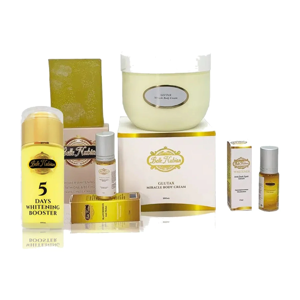 Crème corporelle Glutax Miracle, 2 sérums Belle Nubian et 1 savon collagène et miel
